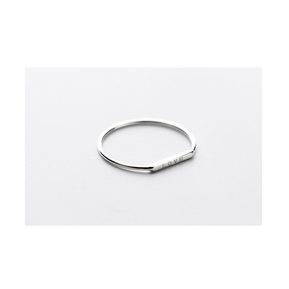 NEW Women's Dainty White Gold-Plated S925 LOVE Bar Band Ring Size 5 - Picture 13 of 15